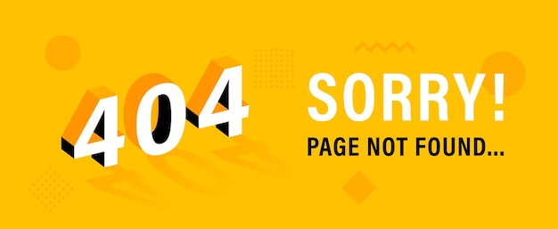 404 error page template for website Sorry page not found Banner design with different geometric element Modern vector illustration