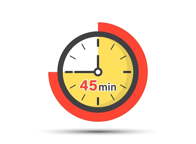 45 minutes on stopwatch icon in flat style Clock face timer vector illustration on isolated background Countdown sign business concept