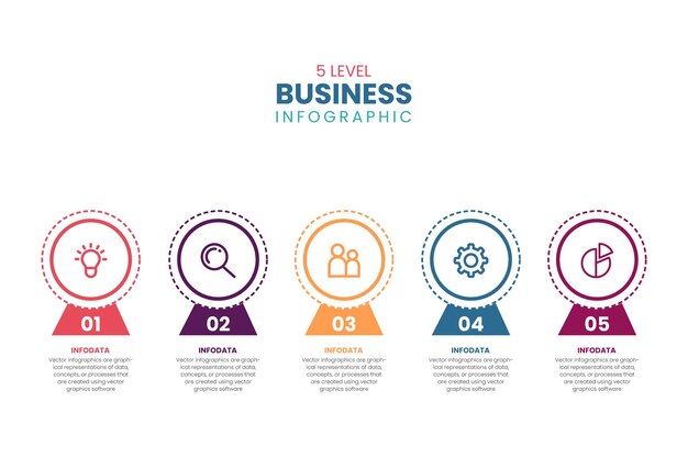 5 circular elements with pointers placed in horizontal row