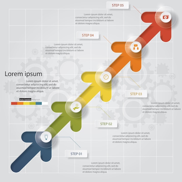 5 steps of arrow infografics template.