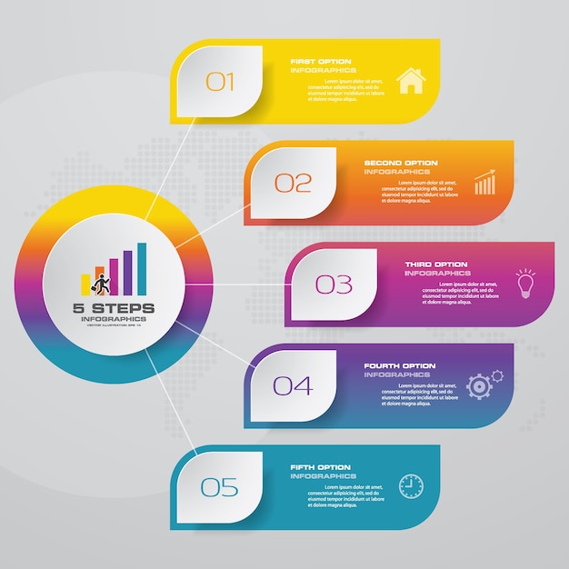 5 steps process infographics element for presentation.