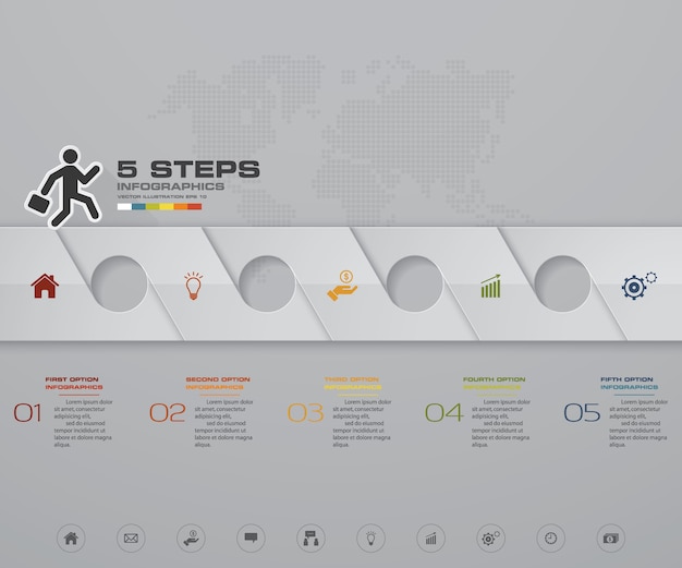 5 steps timeline infographic element for presentation