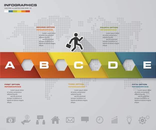 5 steps Timeline infographic element