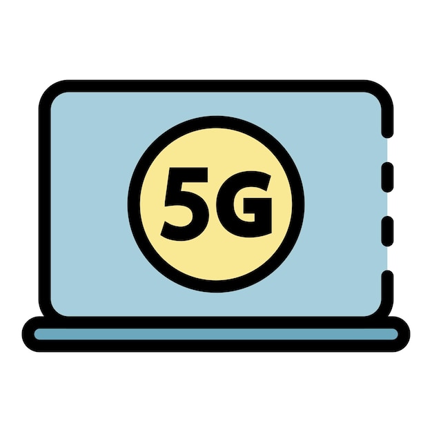 5G laptop modem icon Outline 5G laptop modem vector icon color flat isolated