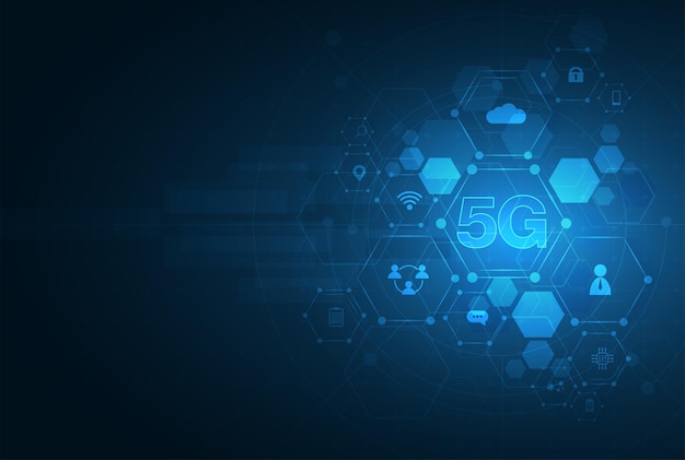 5G symbol new wireless internet wifi connection Fifth innovative generation of global high speed