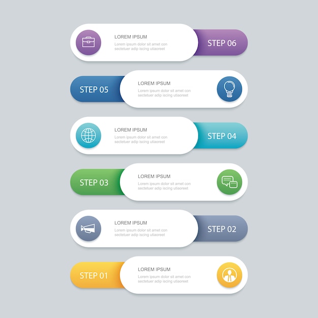 6 infographic timeline template business concept.