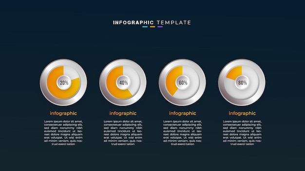 6 step business timeline infographic element and presentation design on dark background