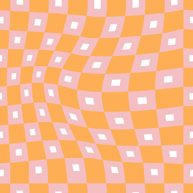 70s trippy grid retro seamless pattern in pink and orange