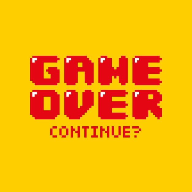 8 bits vector pixel message game over Game over glitch background Retro game backdrop
