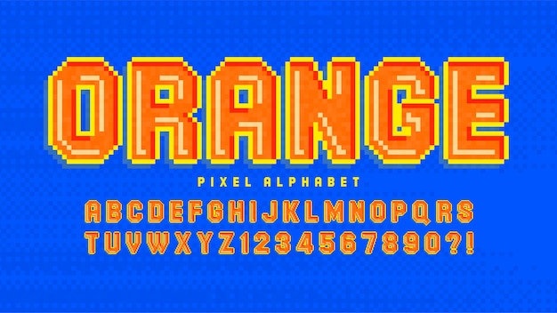 8bit colorful alphabet with logo design