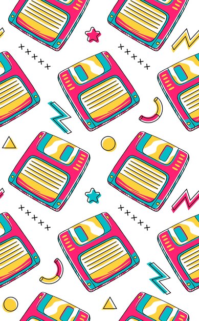 90's Vibe Floppy Disk Seamless Pattern