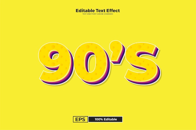 90s editable text effect in modern trend style