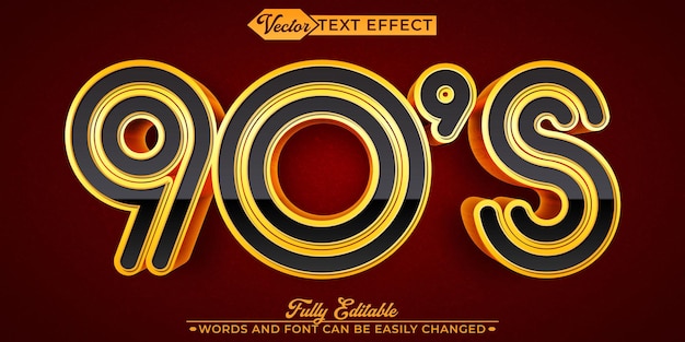 90s nostalgia vector editable text effect template