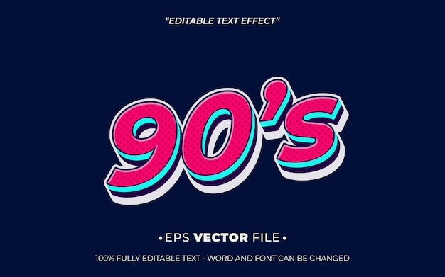 90s retro style editable text effect template vector