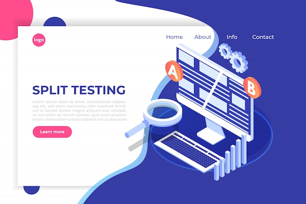 A-B comparison. Split testing isometric concept.  illustration.