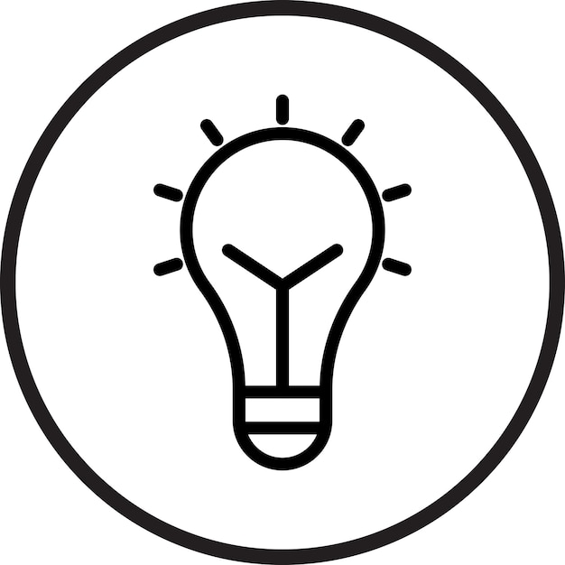 a black and white circle with a light bulb on it