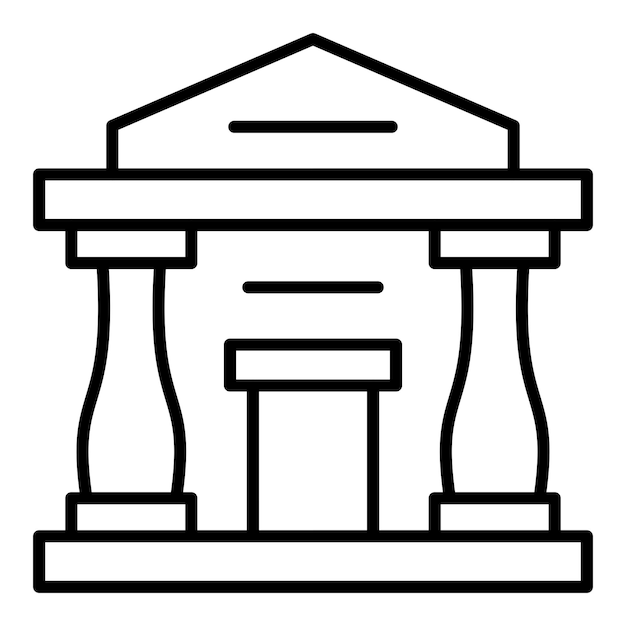 a black and white drawing of a temple with a white background