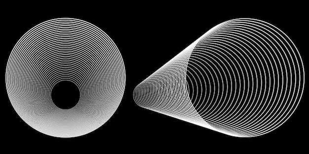 a black and white image of a circle and a circle with a spiral on it