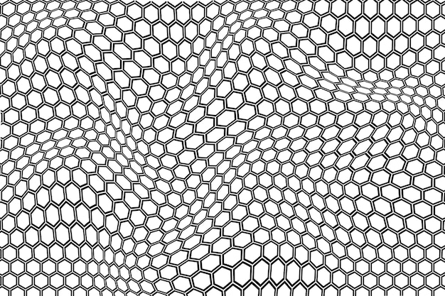 a black and white pattern with a grid of hexagons