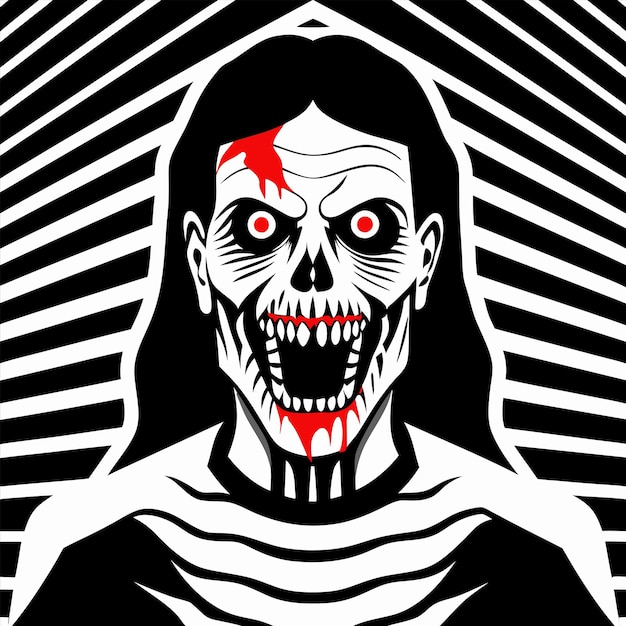 a black and white poster of a skull with a red cross on it