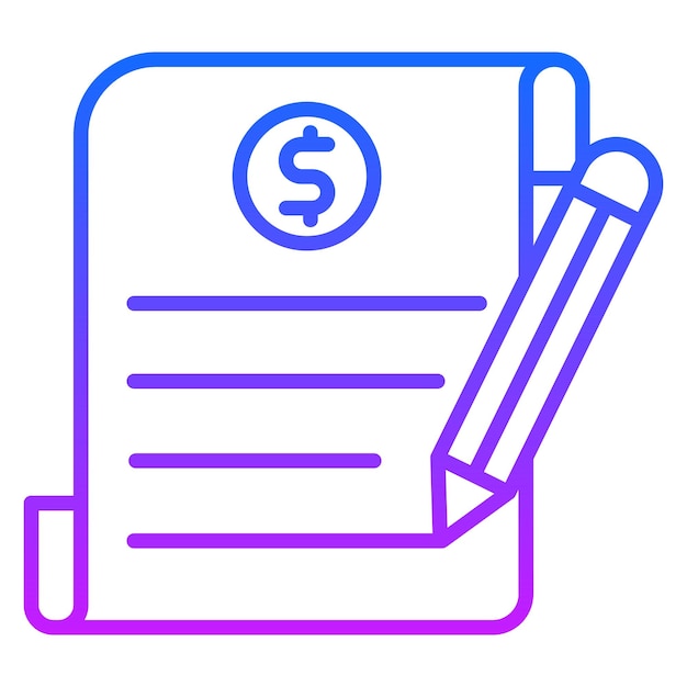 a blue and pink image of a document with a dollar sign on it