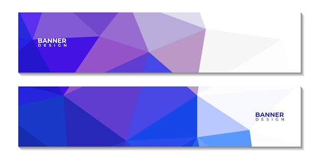 A blue and purple banner with a triangle pattern.