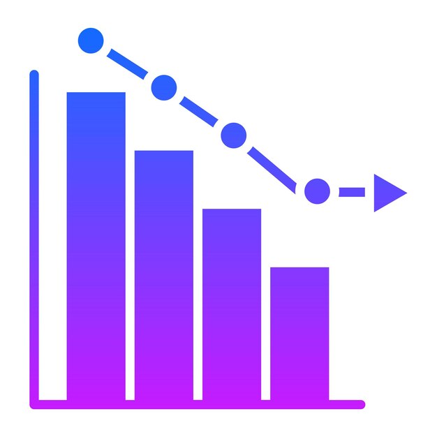 a blue and purple colored graphic with a graph pointing up