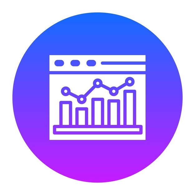 a blue and purple sticker with a graph in the middle