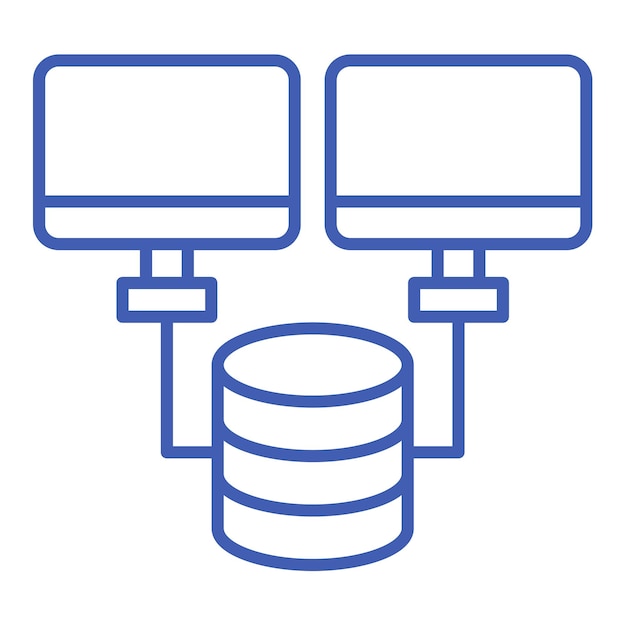 a blue and white image of two monitors with a blue and white background