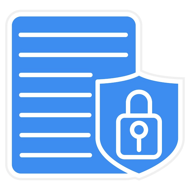 a blue and white informational pad with a padlock and padlock