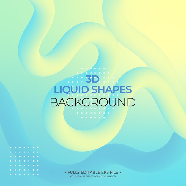A blue and yellow poster for liquid shapes background.