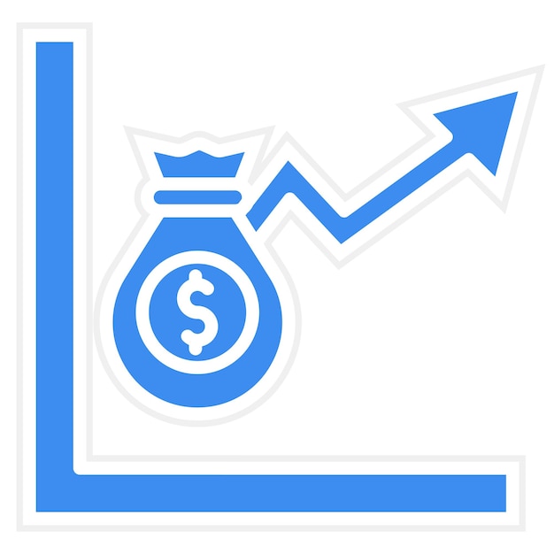 a blue arrow pointing up to the top of a dollar bill
