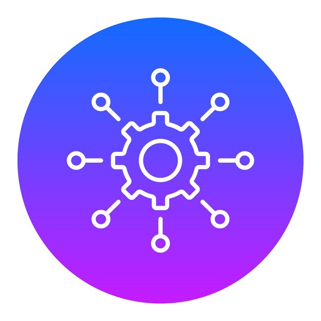 a blue circle with a blue and purple background with a blue circle with the word gears