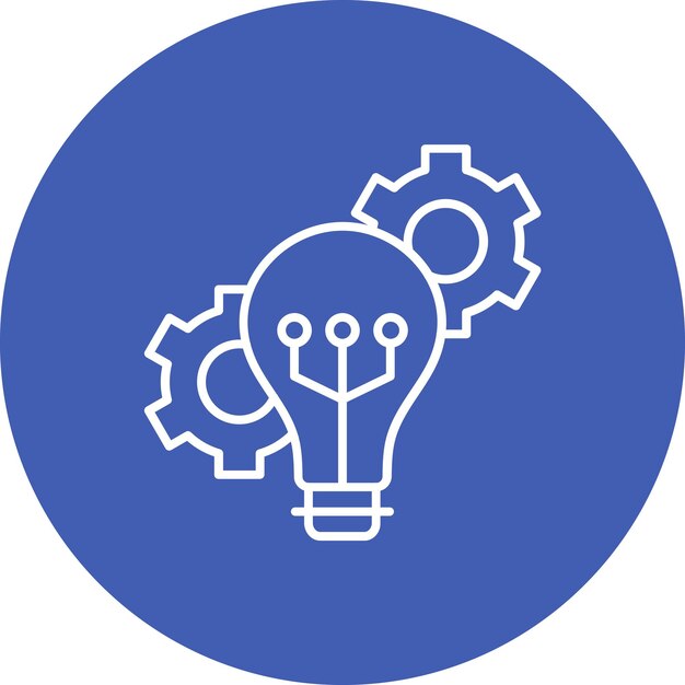 a blue circle with a light bulb on it
