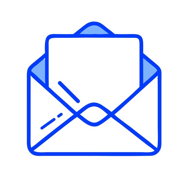 a blue envelope with a picture of a letter in it