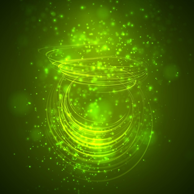 A bright green colored energy stream swirling against a dark background vector