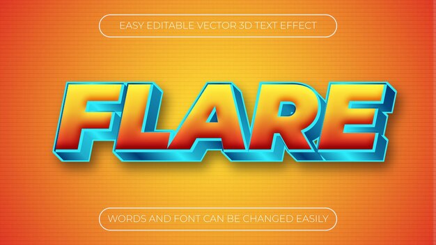 A bright orange and blue text effect with the word easy editable vector text effect