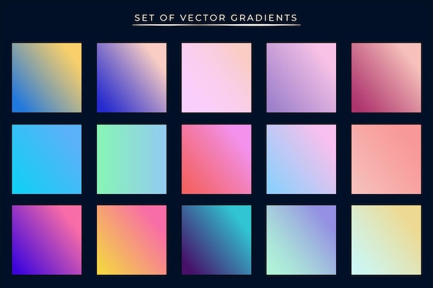 a bright vibrant set of gradients with dark blue background