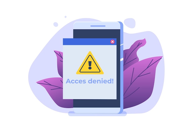 A browser window with login access denied a password entry concept Error and entry to computer device Vector illustration