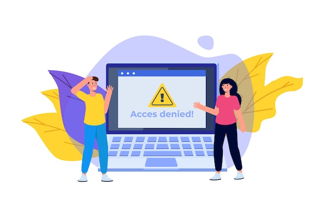 A browser window with login access denied a password entry concept Error and entry to computer device Vector illustration