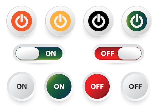 a bunch of buttons with the word off on them