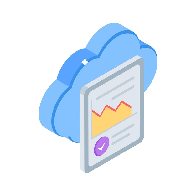 A captivating isometric icon showing cloud analysis