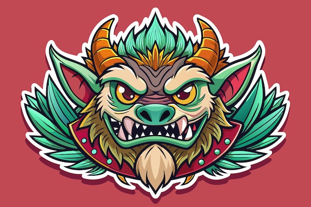 a cartoon of a dragon with horns and horns