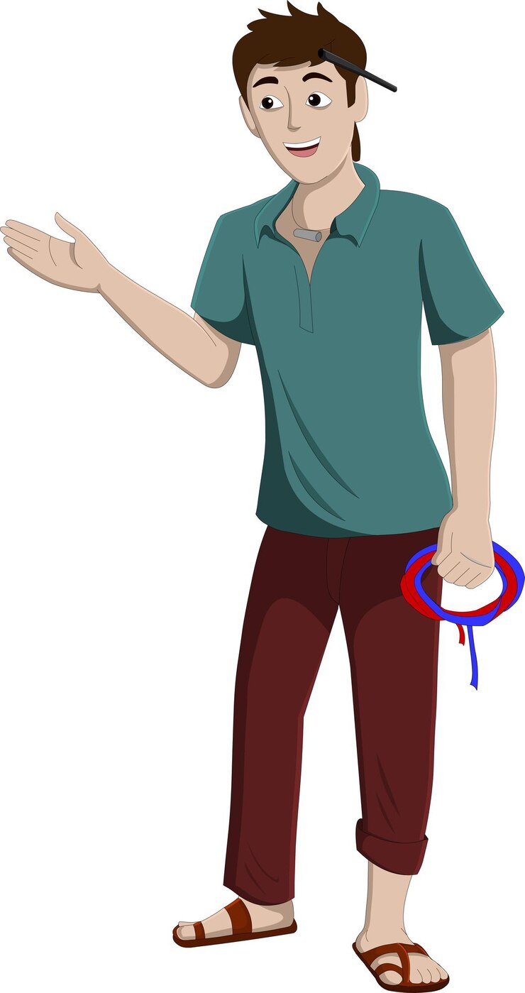 Vector a cartoon of a electrician man with wires in hand