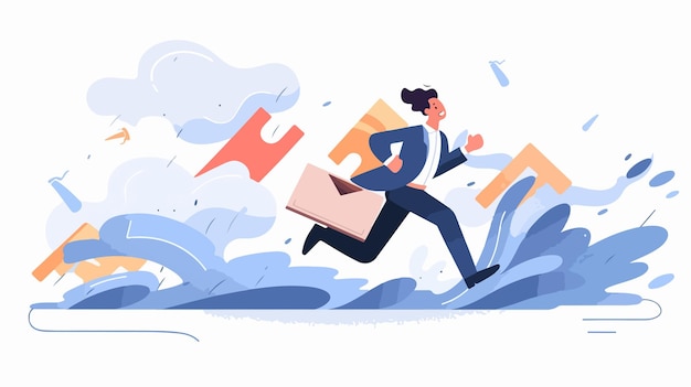 a cartoon of a woman running in the water with a sign that says  no