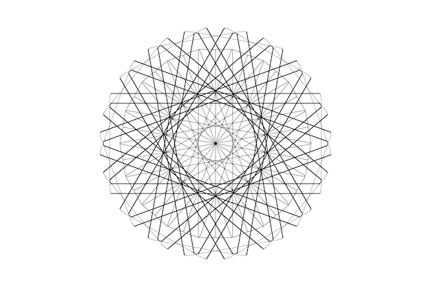 a circle of geometric shapes is shown in black and white