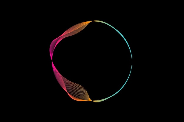 A circular frame made up of wavy colorful lines The central space is ideal for adding text