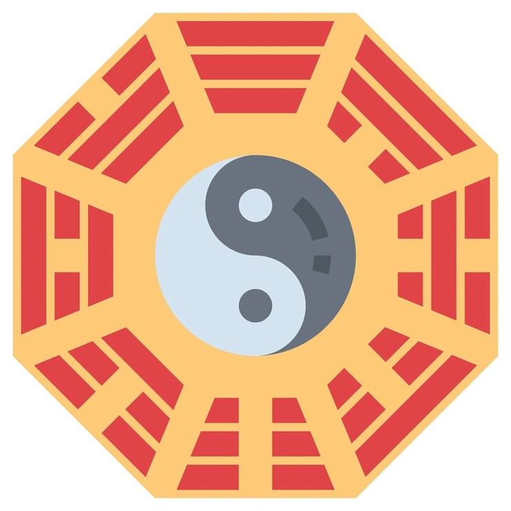 Vector a close up of a yin and yang symbol on a yellow and red background