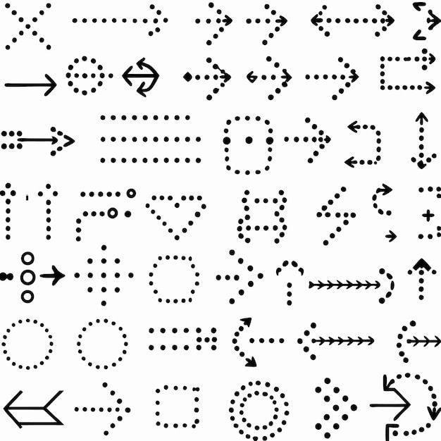 a collection of black dotted arrows pointing in different directions