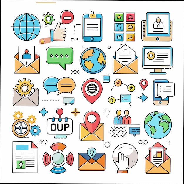 a collection of business icons including one that says quot open quot